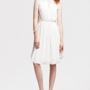 NEW Banana Republic Cream Chiffon Halter Dress Tailored Waist Size 12